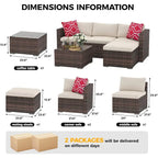 Set Mobili da Giardino 5 Pezzi, Set Patio per Esterni - Rattan PE