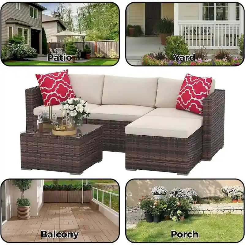 Set Mobili da Giardino 5 Pezzi, Set Patio per Esterni - Rattan PE