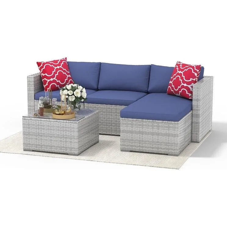 Set Mobili da Giardino 5 Pezzi, Set Patio per Esterni - Rattan PE