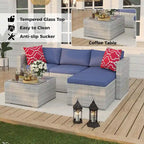 Set Mobili da Giardino 5 Pezzi, Set Patio per Esterni - Rattan PE