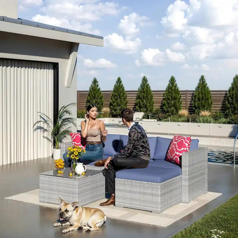 Set Mobili da Giardino 5 Pezzi, Set Patio per Esterni - Rattan PE
