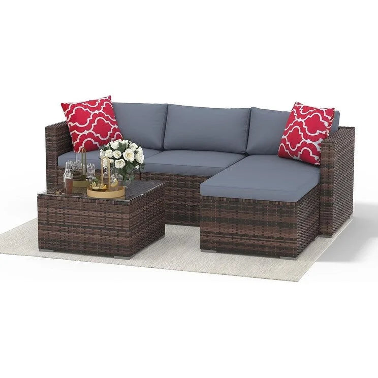 Set Mobili da Giardino 5 Pezzi, Set Patio per Esterni - Rattan PE