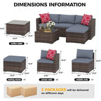 Set Mobili da Giardino 5 Pezzi, Set Patio per Esterni - Rattan PE