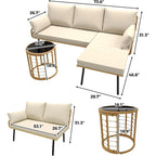 Set di 3 mobili da giardino in rattan