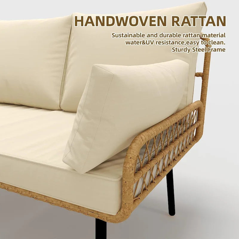 Set di 3 mobili da giardino in rattan