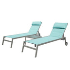 GDFStudio - Tatum 3-Piece Outdoor Adjustable Chaise Lounge Set with Side Table and Wheels