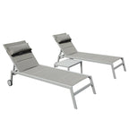GDFStudio - Set a 3 pezzi Tatum per esterni con chaise longue regolabile, tavolino e ruote