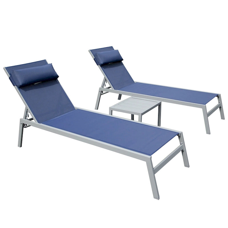 GDFStudio - Set a 3 pezzi Tatum per esterni con chaise longue regolabile, tavolino e ruote