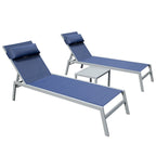 GDFStudio - Set a 3 pezzi Tatum per esterni con chaise longue regolabile, tavolino e ruote