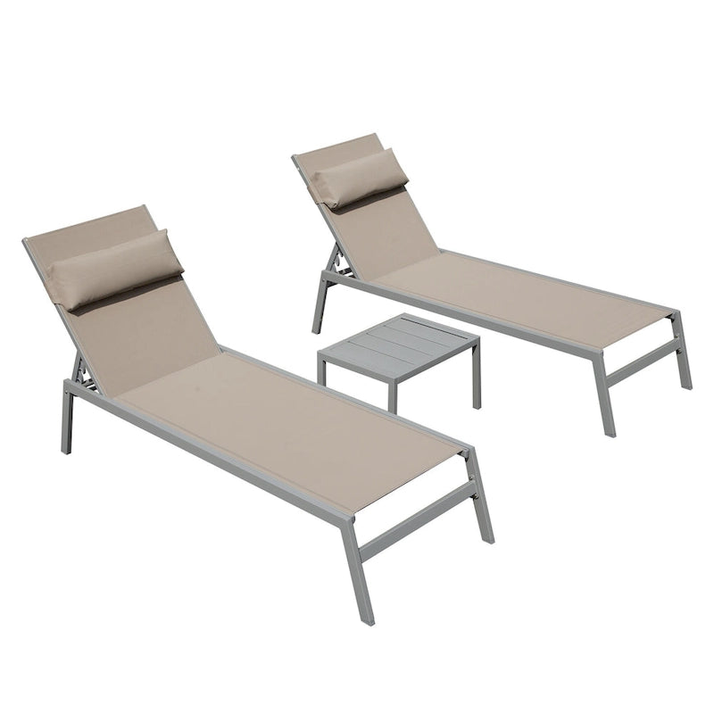 GDFStudio - Set a 3 pezzi Tatum per esterni con chaise longue regolabile, tavolino e ruote