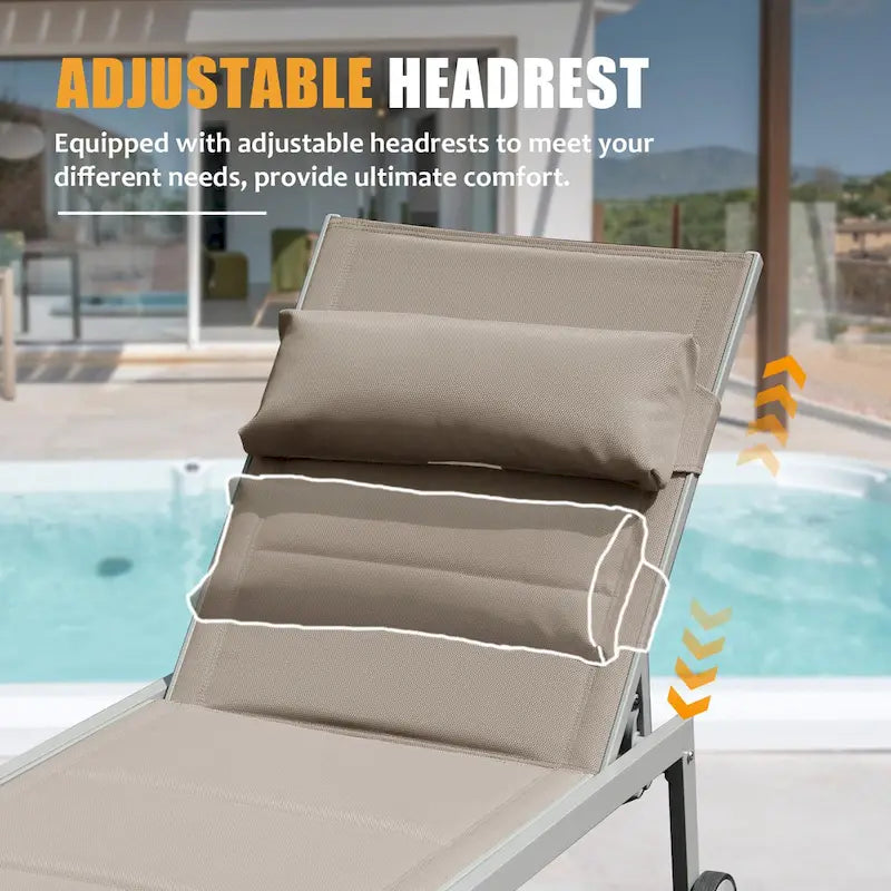 GDFStudio - Set a 3 pezzi Tatum per esterni con chaise longue regolabile, tavolino e ruote