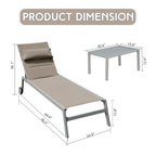 GDFStudio - Set a 3 pezzi Tatum per esterni con chaise longue regolabile, tavolino e ruote