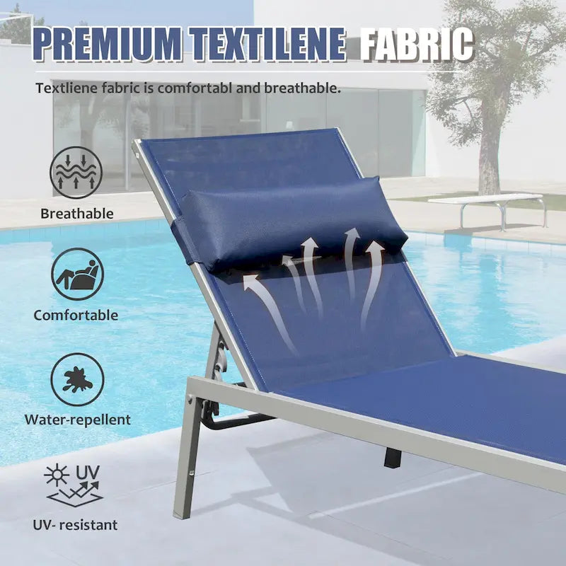 GDFStudio - Set a 3 pezzi Tatum per esterni con chaise longue regolabile, tavolino e ruote