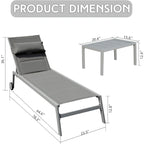 GDFStudio - Set a 3 pezzi Tatum per esterni con chaise longue regolabile, tavolino e ruote
