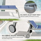 GDFStudio - Set a 3 pezzi Tatum per esterni con chaise longue regolabile, tavolino e ruote