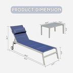 GDFStudio - Set a 3 pezzi Tatum per esterni con chaise longue regolabile, tavolino e ruote
