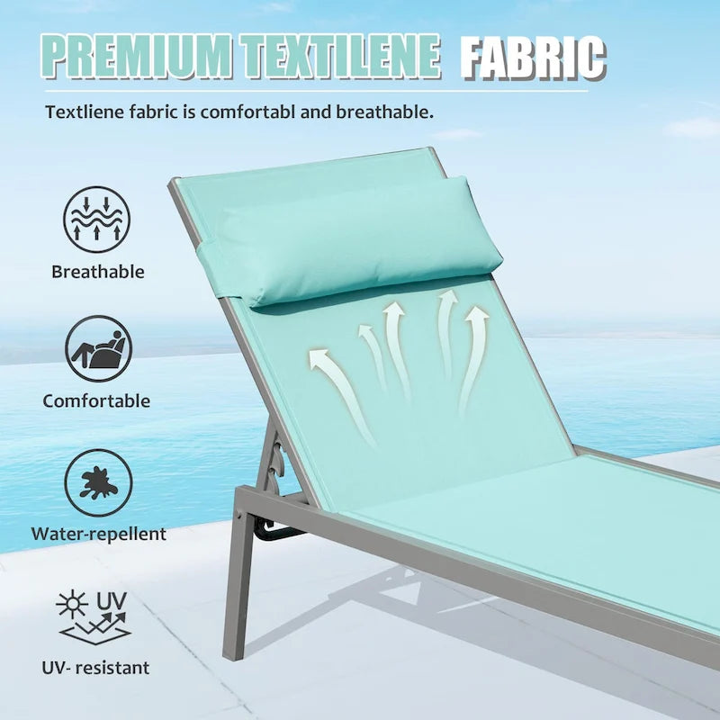 GDFStudio - Set a 3 pezzi Tatum per esterni con chaise longue regolabile, tavolino e ruote