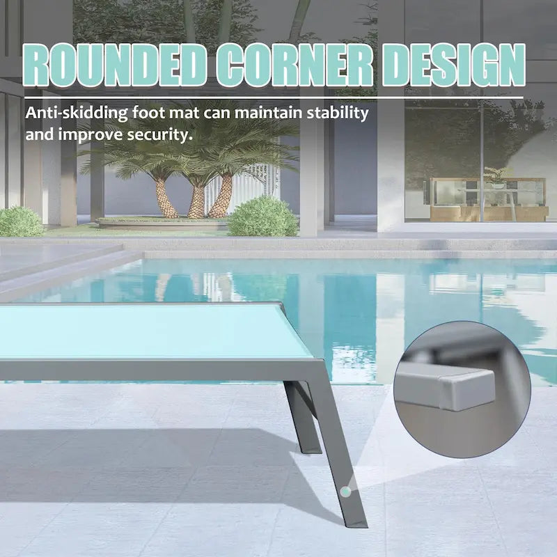 GDFStudio - Set a 3 pezzi Tatum per esterni con chaise longue regolabile, tavolino e ruote