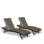 GDFStudio - PE Wicker Chaise Lounge Set, Adjustable Patio Recliners with Quick Dry Foam, Set of 2