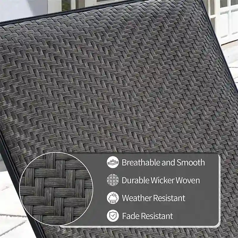 GDFStudio - Set Chaise longue in Rattan PE, Reclinabili da Esterno Regolabili con Schiuma ad Asciugatura Rapida, Set da 2