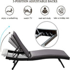 GDFStudio - Set Chaise longue in Rattan PE, Reclinabili da Esterno Regolabili con Schiuma ad Asciugatura Rapida, Set da 2