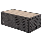 Set Divano Componibile da Esterno in Rattan a 6 Pezzi con Seduta Regolabile e Tavolino con Secchiello del Ghiaccio