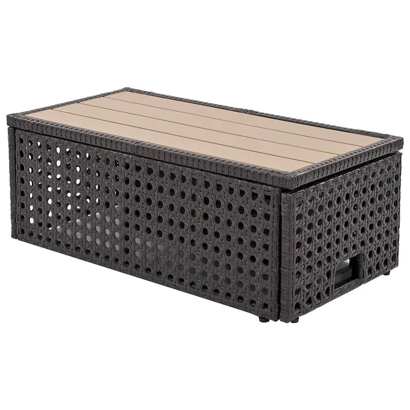 Set Divano Componibile da Esterno in Rattan a 6 Pezzi con Seduta Regolabile e Tavolino con Secchiello del Ghiaccio