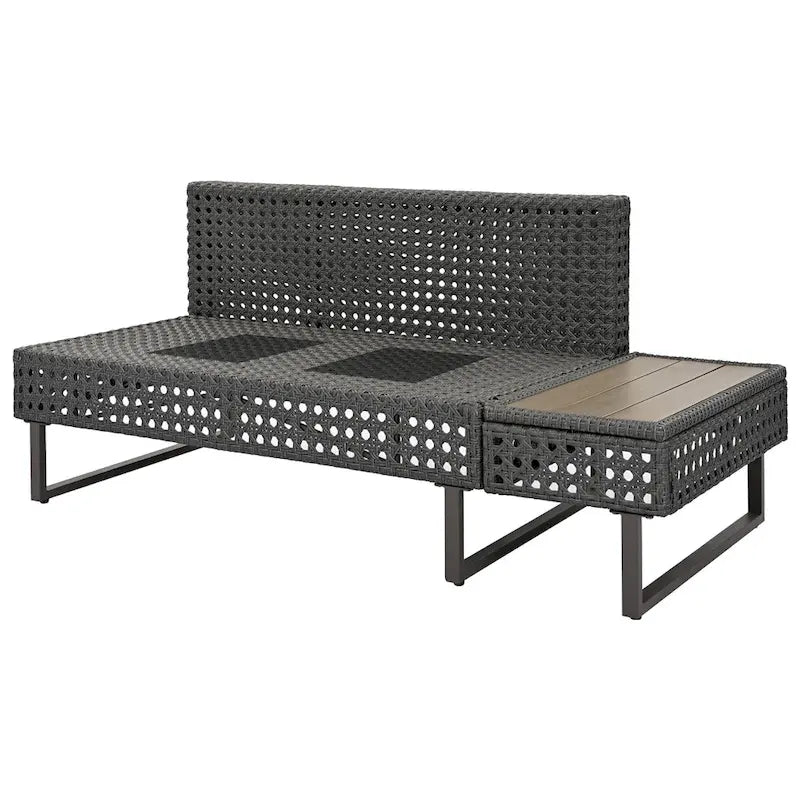 Set Divano Componibile da Esterno in Rattan a 6 Pezzi con Seduta Regolabile e Tavolino con Secchiello del Ghiaccio