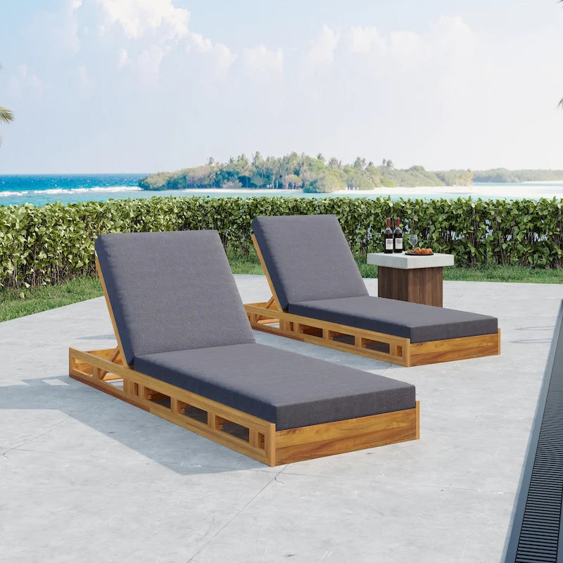 Christopher Knight Home - Set di Chaise Longue da Esterno in Acacia Johnson