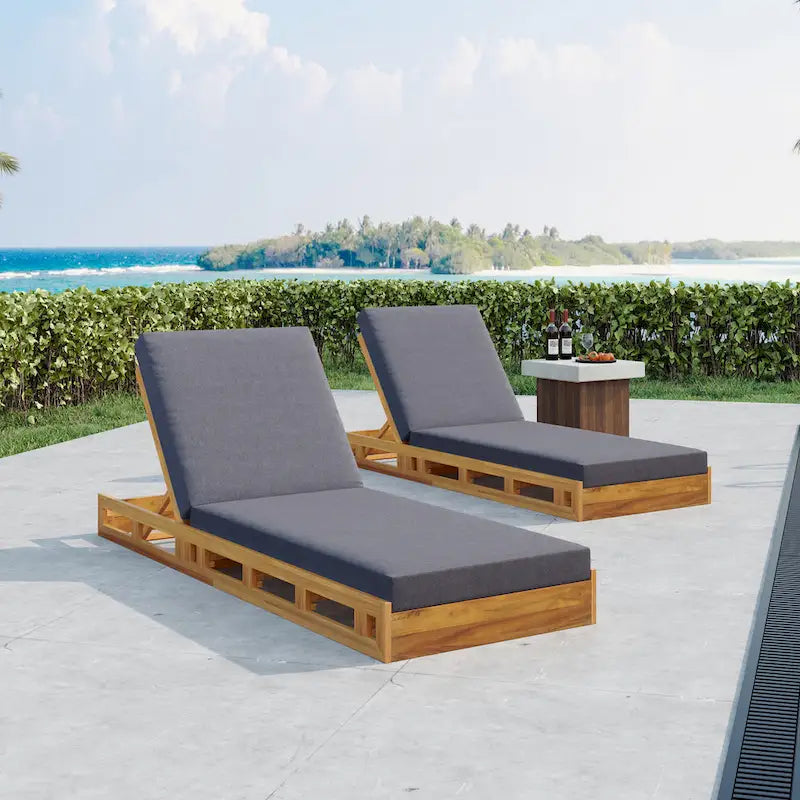 Christopher Knight Home - Set di Chaise Longue da Esterno in Acacia Johnson