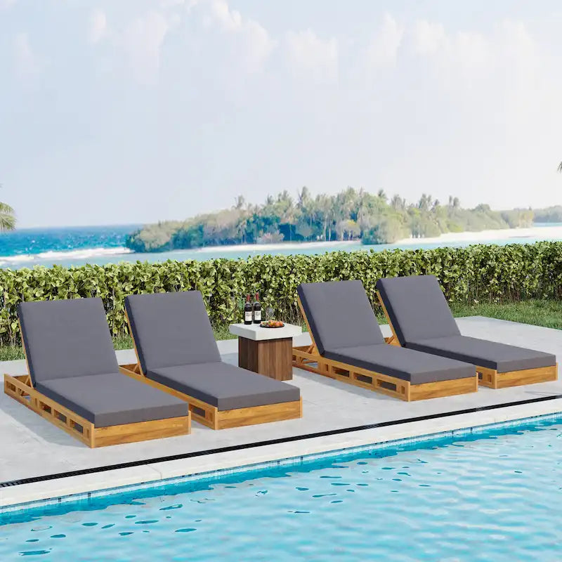 Christopher Knight Home - Set di Chaise Longue da Esterno in Acacia Johnson