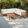 Ensemble de canapé d'angle en bois d'acacia 4 pièces avec table basse pour l'extérieur