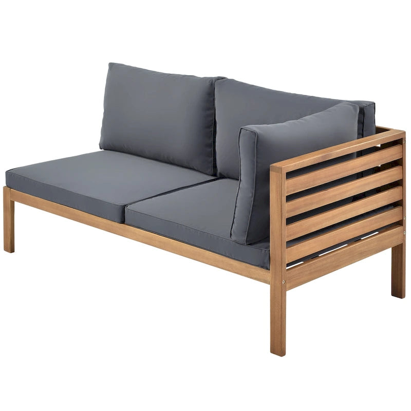 Ensemble de canapé d'angle en bois d'acacia 4 pièces avec table basse pour l'extérieur
