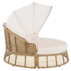 Letto da giorno rotondo in rattan da esterno con baldacchino e cuscini rimovibili