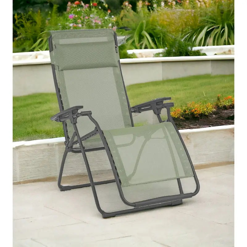 Sedia da esterno Graphite Zero Gravity con cuscino, resistente alle intemperie, pieghevole, per relax - 70 cm