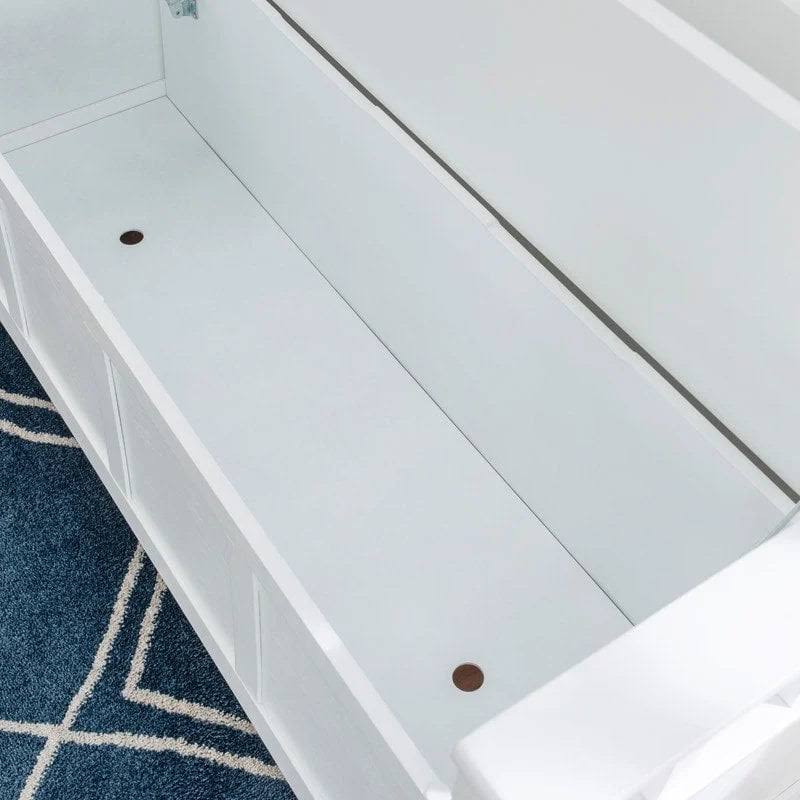 Migdalia Flip Top Slat Back Storage Entryway Bench