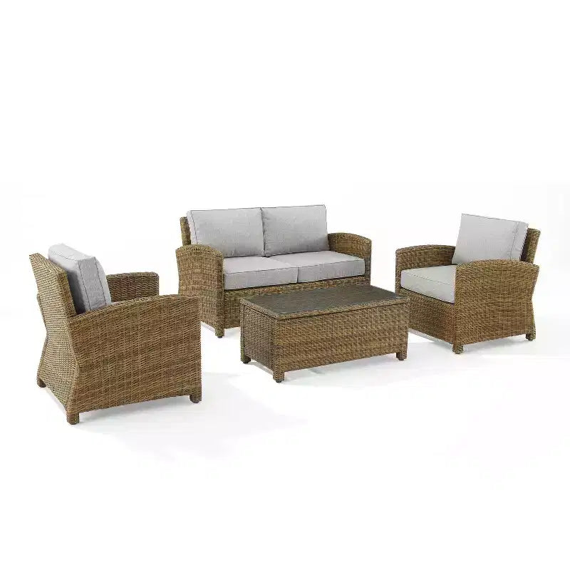 Set da conversazione da esterno a 4 pezzi in vimini Bradenton - Crosley