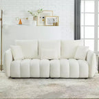 GDFStudio Alanna Divano a 3 Posti Moderno in Tessuto Teddy con Cuscini, 79,5 pollici