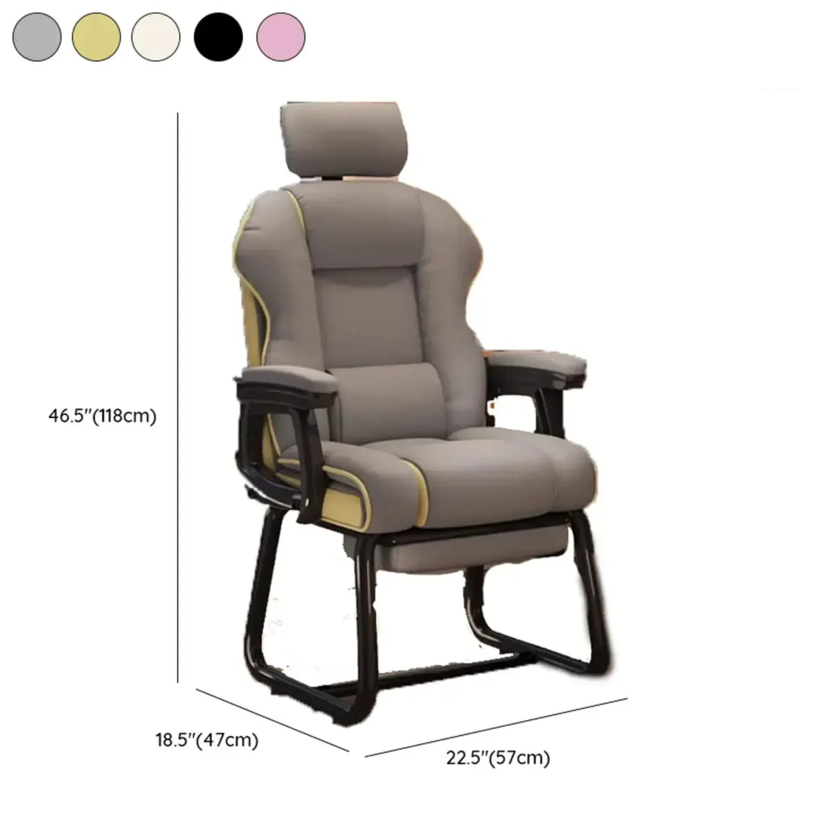 Sedia direzionale ergonomica in pelle gialla con schienale alto