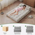 Divano Letto Futon Pieghevole in Velluto a Coste, Sedia Convertibile da Terra con Cuscino e Supporto per la Schiena
