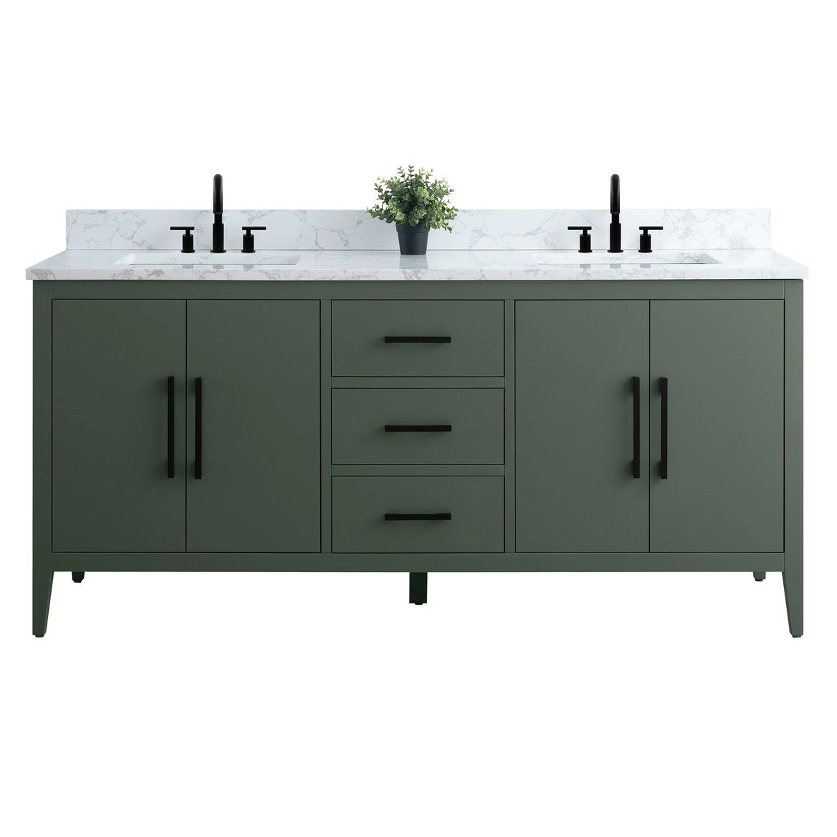 Mobile lavabo doppio Vanity Art 72 per bagno, con top in marmo tecnico