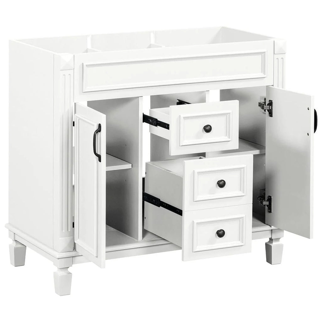 Mobile bagno moderno da 90 cm con lavabo integrato e specchiera, 2 ante e 2 cassetti