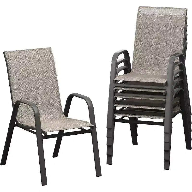 Sedie da patio, Set di 4/6 sedie da pranzo impilabili per esterni in textilene leggero per tutte le stagioni con braccioli per cortile, bordo piscina