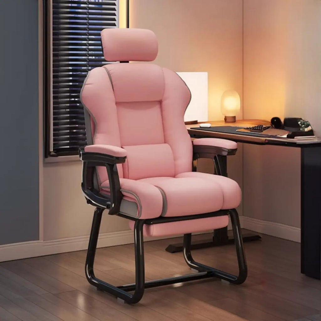 Sedia direzionale ergonomica in pelle gialla con schienale alto