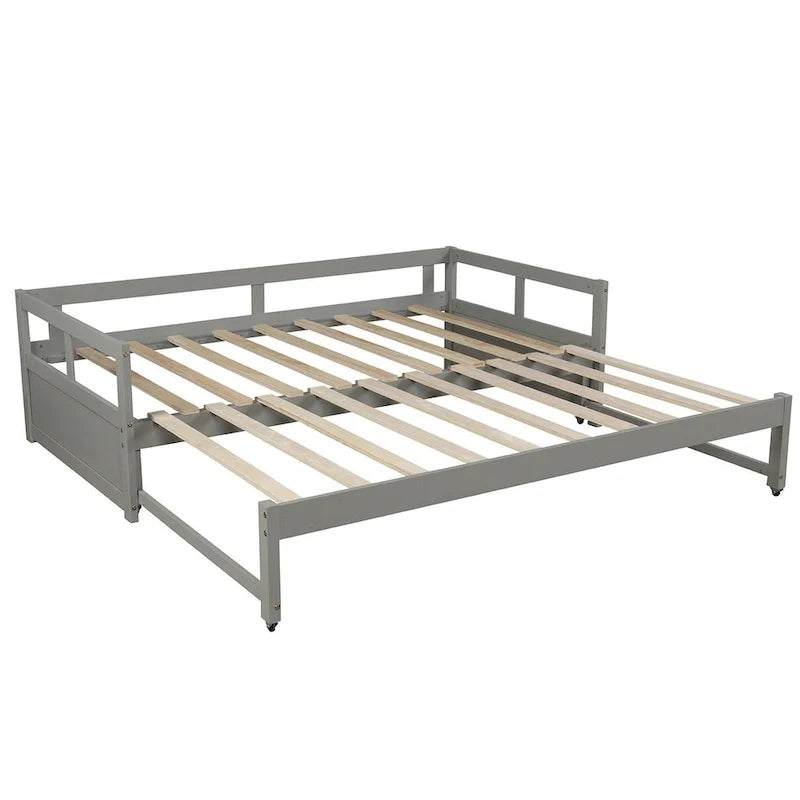 Letto a giorno estensibile con letto estraibile, Letto a giorno in legno con letto estraibile