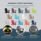 Polytrends Laguna Sedia Adirondack Pieghevole da Esterno per Patio Resistente allo Sbiadimento e alle Intemperie