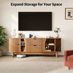 Mobile porta TV nero/marrone in stile Mid-Century con 2 cassetti, per 1 stanza