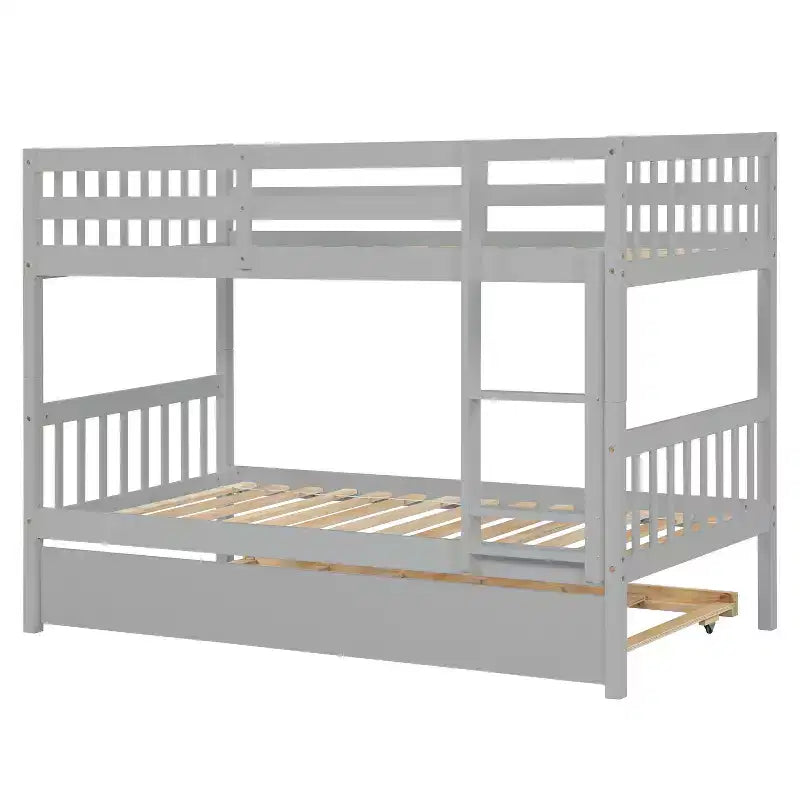 Letto a castello moderno in legno a una piazza con letto estraibile, convertibile in 2 letti