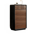Comò in legno stile Art Déco con intagli geometrici