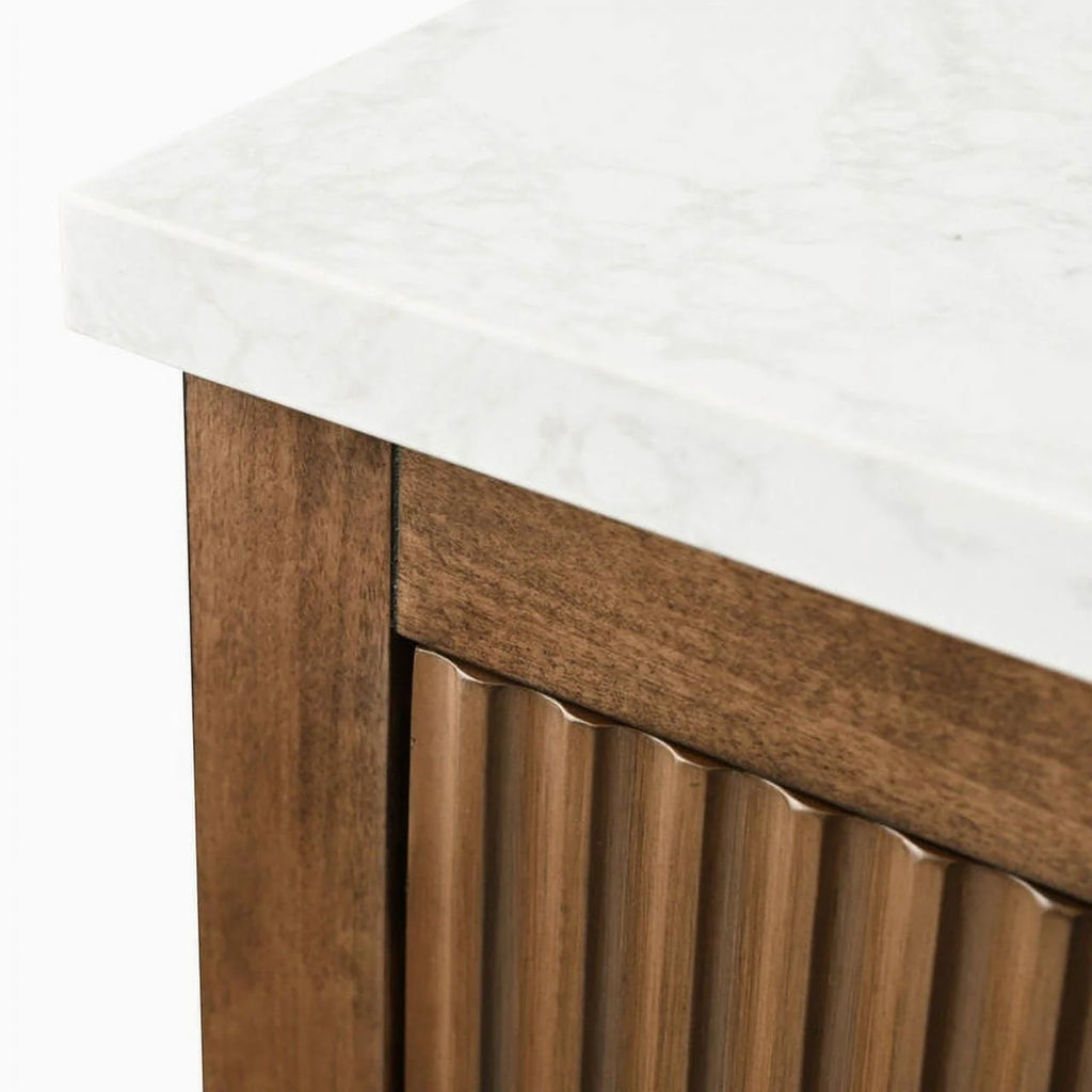 Mobile lavabo doppio Vanity Art 72 per bagno, con top in marmo tecnico